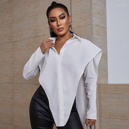 Women's Blouses Chic Loose Long Sleeve Shirt Women Hollow Sexy Cotton White Blouse Tops 2023 Fashion Single-breasted Woman Shirts 21148