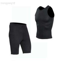 Wetsuits Drysuits 2022 Men's 2MM Neoprene Diving Tank Top and Diving Shorts Warm Water Sports Swimming Sailing Surfing Snorkelling Diving Tank Top HKD230704