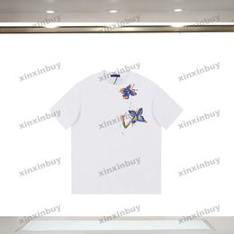 xinxinbuy Men designer Tee t shirt 23ss Graffiti butterfly print short sleeve cotton women white black blue XS-2XL