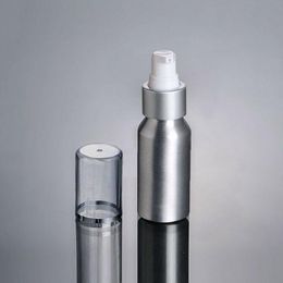 100pcs 30ml 50ml Aluminium pump Lotion bottle silver ring white Aluminum metal bottle Pump bottles Cosmetic Packaging Tool Vbnhe