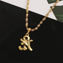 Pendant Necklaces Gold Color OHM Hindu Buddhist AUM OM Necklace Hinduism India Outdoor Yoga Jewelry