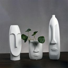 Holders Abstract Human Face Ceramic Vase Nordic Creative Art Avatar Simple Flower Vase Crafts Home Decoration Ornament Living Room Decor