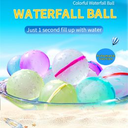 Sand Play Water Fun 12pc Reusable Water Bomb Splash Balls Water Balloons Absorbent Ball Pool Beach Play Toy Pool Party Favours Kids Water Fight Games 230704