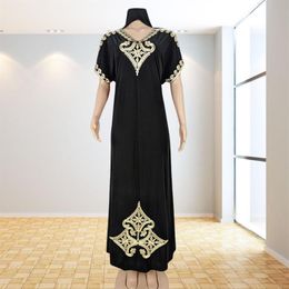 Ethnic Clothing Caftan Abaya Dubai Turkey Islam Kaftan Muslim Hijab Short Sleeve Summer Dress Embroidery Dresses For Women Robe Ar2400