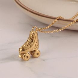 Pendant Necklaces Hip Hop Roller Skate Charm Necklace Stainless Steel Chain Shoes Pendants Fashion Sport Jewelry Accessory