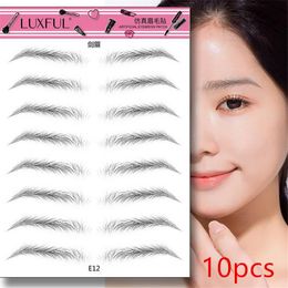 Eyebrow Enhancers Wholesale 10pcs Waterproof 3D Hair Like Eyebrows Makeup Tattoo Sticker Long Lasting Natural Fake Stickers 20 230703