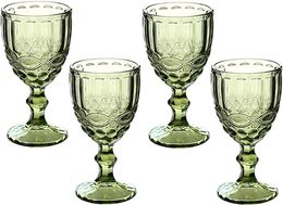 48 pieces / carton European Style Embossed Wine Glass Stained Glass Beer Goblet Vintage Wine Glasses Household Juice Drinking Cup Thickened FY550 i0704