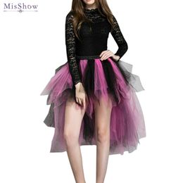 Dresses Misshow Rainbow High Low Skirts Tie Dye Tulle Tutu Skirt Bustle Petticoat Clubwear Fancy Dance Carnival Dress