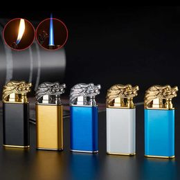 Classic Faucet Double Fire Lighter Metal Inflatable Windproof Lighter Open Flame Conversion Windproof Lighter Men's Gift 2519No Gas