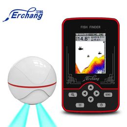 Fish Finder Fish Finder Erchang F13 Wireless Sonar Fishing 60m/200ft Water Depth Fishfinder Rechargable Portable Fish Finder Echo Sounder Hkd230703