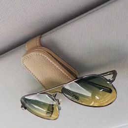 Sunglasses Cases Multifunctional car glasses clip car glasses frame cowhide interior sun visor storage box car sunglasses clip card bill clip 230703