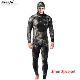 Wetsuits Drysuits Wetsuit 3mm Neoprene Camouflage Men's Diving Suit Split Scuba Spearfishing Surfing Jumpsuit for cold water Swimsuit HKD230704