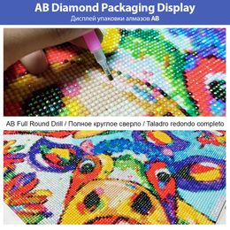 Number Ab Diamond Painting 5d Diy Horse Rhinestone Picture Square Round Animal Embroidery Mosaic Beaded Home Decoration Gift Hobby
