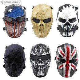 Skull Airsoft Paintball Full Face Mask for Halloween Cosplay CS Wargame Military L230704