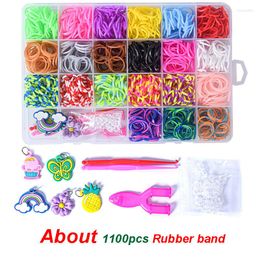 Charm Bracelets 24 Grids Colorful Bands Set Candy Color Bracelet Making Kit DIY Rubber Band Woven Girls Craft Toys Gifts