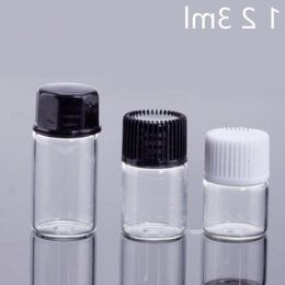 1ml (1/4 dram) Glass Essential Oil Bottle Transparent perfume sample tubes Bottle with Plug and caps free shipping F3380 Nfodb
