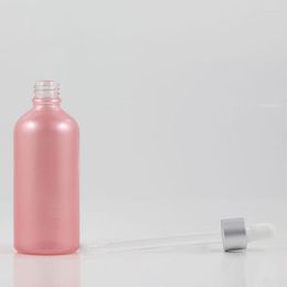 Storage Bottles 50pcs Wholesale 100 Ml Empty Glass Essential Oil Container With Matte Silver Drop Lid 100ml Dropper Bottle