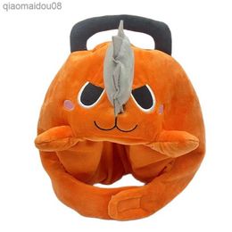 Cute Chainsaw Man Cosplay Headgear Anime Pochita Plush Hat Warm Helmet Halloween Cosplay Mask Props Xmas Gift Dropship L230704