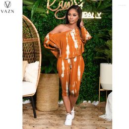 Work Dresses VAZN 2023 Top Quality Retro Mature Overalls Regular Full Batwing Sleeve Midi Skirts Skinny Women 2 Piece Set