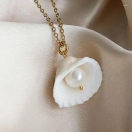 Pendant Necklaces White Shell Real Pearl Necklace For Women Outer Banks Boho Summer Beach Holiday Hawaiian