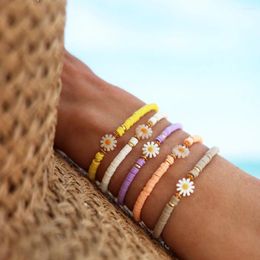 Charm Bracelets Go2boho Daisy Heishi Beaded Polymer Clay Beads Bracelet For Women Boho Summer Y2K Accessories Pulseras Jewelry
