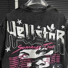 Men's T-Shirts Men s T Shirts Hip Hop Hellstar Crack Portrait Print Graphic T Shirt Vintage Wash Design Tshirt 2023 Men Streetwear Distressed T Shirt 230410 J230704