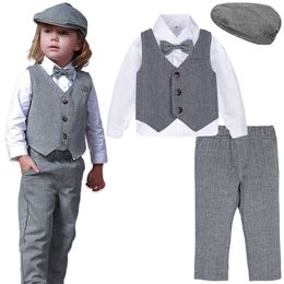 Suits Baby Boys Wedding Suit Set Infant Birthday Baptism Outfit Toddler Gentleman Formal Party Clothes Christening Long Sleeve BlazerHKD230704