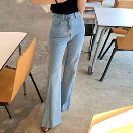 Women's Jeans VANOVICH Korean Style 2023 Spring And Summer Fashion High Waist Slim Do Old Solid Colour Women Temperament Flare Pants