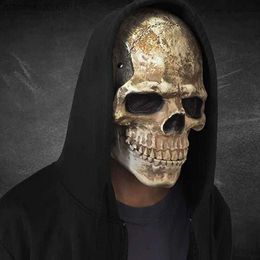 Horror 3D Full Head Skull Mask Halloween Movable Jaw Skeleton Skull Latex Mask Scary Party Cosplay Costume Props for Adults Gift L230704