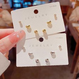 Stud Earrings VSnow Korean Fashion Gold Silver Color Metal Love Heart Circle Earings For Women Bling Rhinestone Jewelry