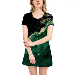 Casual Dresses Summer 2023 Women's 39 Years Old Abstract Paint T Shirt Skirt O Neck Basic Top Short Sleeve Cotton Dress