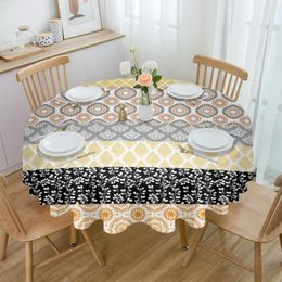 Table Cloth Bohemian Geometric Stripes Round Tablecloth Party Kitchen Dinner Cover Holiday Decor Waterproof Tablecloths