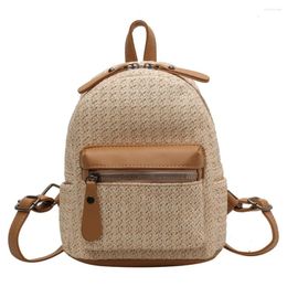 School Bags Women's Straw Backpack Summer Boho Bohemian Hollow Shoulder Bag Hobo Crochet Woven For Women Knitted Beach Back Pack