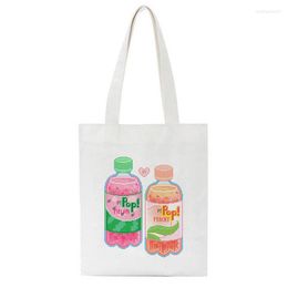 Shopping Bags 2023 Summer Female Canvas Kawaii Tomato Print Funny Large Capacity Casual Women Bag Harajuku Ulzzang Sweet Shoulder