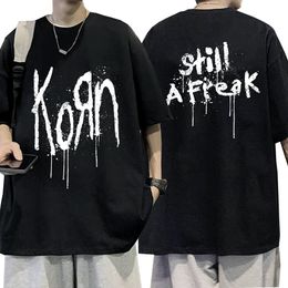 Мужские футболки Korn Music Concert Rock Band World Tour Tour Tour Print Men's Vintage Metal Gothic Fulfice Fit Streetwear с коротким рукавом T-рубашки 230703