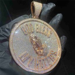 Jóias Hip Hop Masculinas Personalizadas Oem Iced Out Disc Pingente d Color Moissanite 925 Prata Banhado a Ouro Vvs Diamond Pingente Personalizado