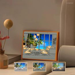 Table Lamps 3 Colour Led Painting Lamp USB Charging Artwork Night Light Living Room Kitchen Bedroom Decorative Wall Lights Gifts