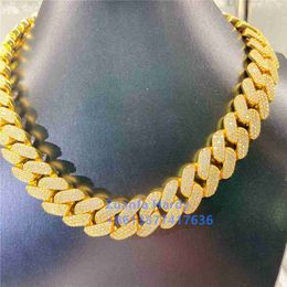 Pass Tester Hip Hop Bling Jewelry 19mm VVS Coissanite Necklace Uomini ghiacciati Cuban Link Chain