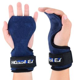 Gloves Cowhide Leather Gym Gloves Grips Antiskid Weight Lifting Pad Wrist Brace Support Strap Fiess Wristband Palm Protection Bracer