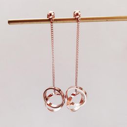 Stud Earrings YUN RUO 2023 Arrival Fashion Double Circles Earring Rose Gold Colour Woman Birthday Gift Titanium Steel Jewellery Not Fade