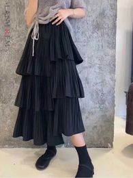 Skirts LANMREM Asymmetric Pleated Cake Skirt Women's Versatile Medium And Long Ruffle Irregular Female Fashion 2023 2R1140 230703