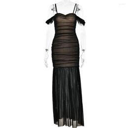 Casual Dresses Summer Fashion Sexy Patchwork Open Back Sling Long Dress