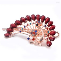 Hair Clips Charm Color Clip For Girl Gift Fashion Crystal Resin Hairpins Peacock Headwear Women Rhinestone Accessories