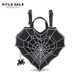 Waist Bags Gothic Spiderweb Heart Shaped Ita Backpacks for Dark Lolita Holloween Pin Display Clear Window Handbag and Shoulder Bag Gifts 230703