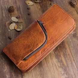 Wallets Retro First Layer Cowhide Long Wallet Multi-function Zipper Leather Youth Old Men And Women