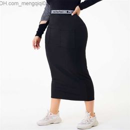 Skirts Plus Size Skirt Women Stretchable Skirt Solid Slim Pencil Skirts For Women Female Knit Largr Size Skirts Z230704