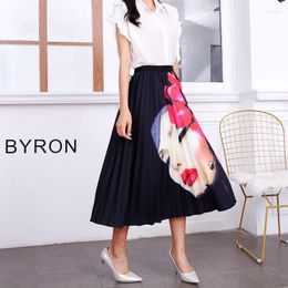 Skirts Ready Stock Pleated Skirt Women Summe Print Girls A-line High Waist Casual