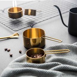 Measuring Tools Rose gold Stainless Measuring Spoons Set Tea Coffee Measuring Cups Bread Dessert Baking Tool Kitchen Accessories Household R230704