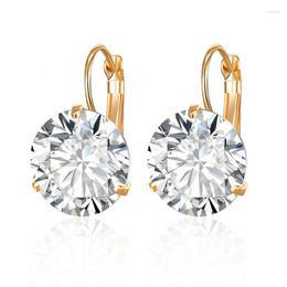 Stud Earrings Simple 16MM CZ For Women Girls Multi-color Cubic Zirconia Gold Round Earring Temperament Jewellery Party Gift