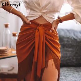 Skirts Klkxmyt Za Skirts Women Fashion With Tassel Knot Detail Mini Skirt Vintage High Waist Back Zipper Female Mujer 210527 Z230704